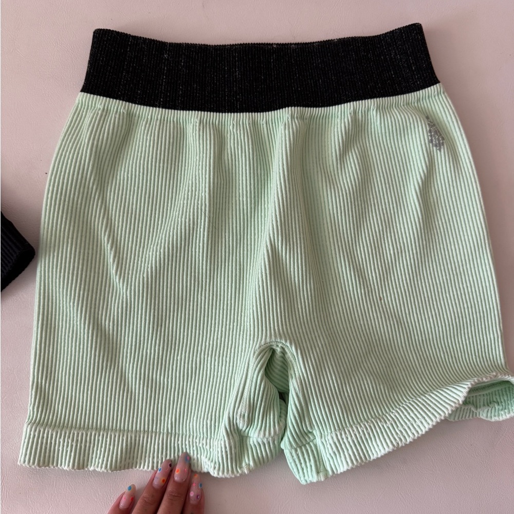 two pair Free People Black and Mint Athletic Shorts - Picture 3 of 4